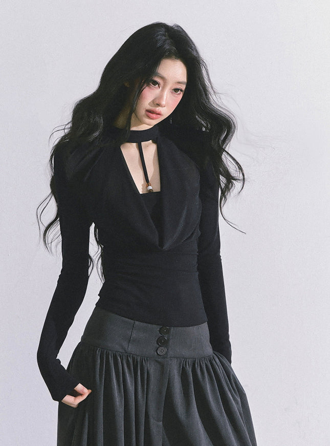Whisper Drape Top - Black