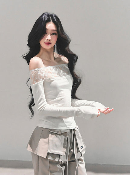 Stardust Sheer Lace Top - White