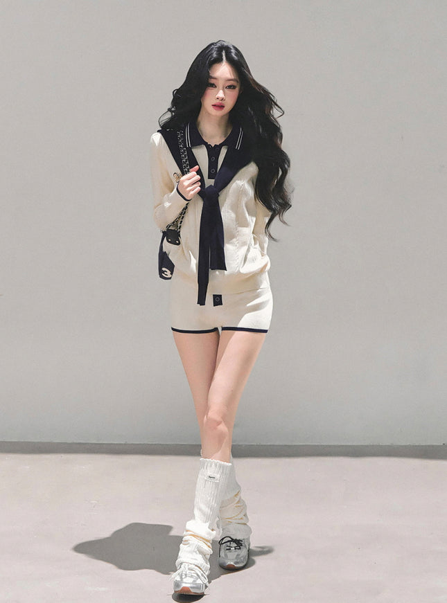 Preppy Twin Knit Ensemble Set