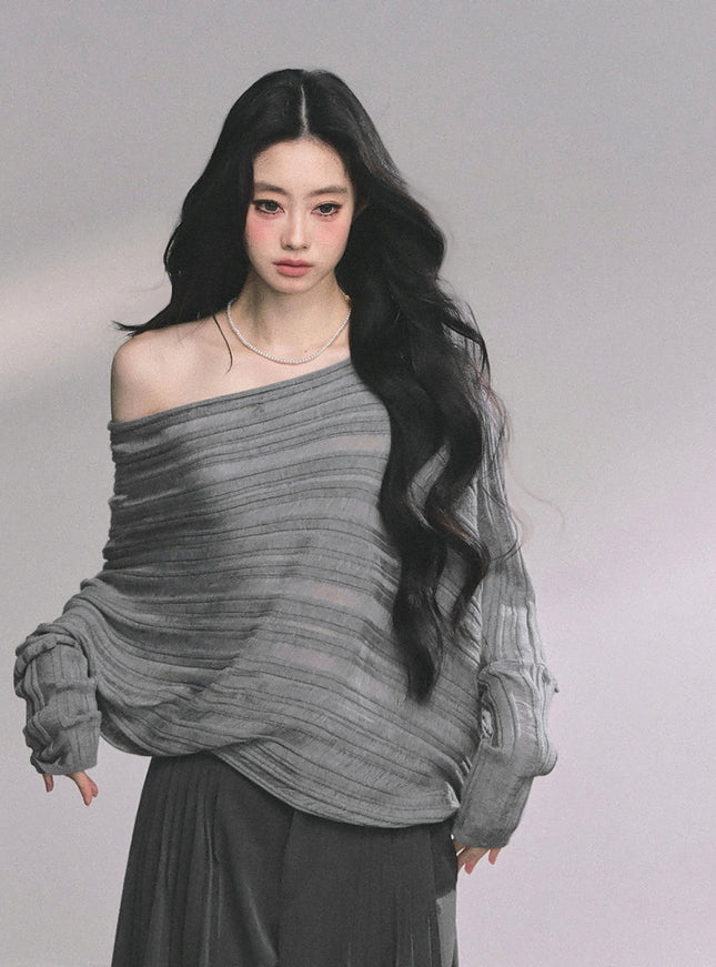 Poetic Flow Knit Top - Gray
