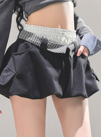 Street Check Overlay Shorts - Gray