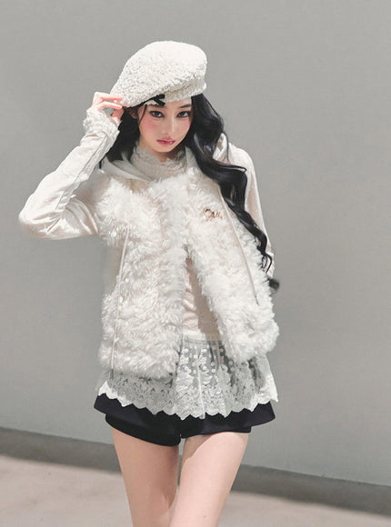 Ivory Fleece Charm Vest