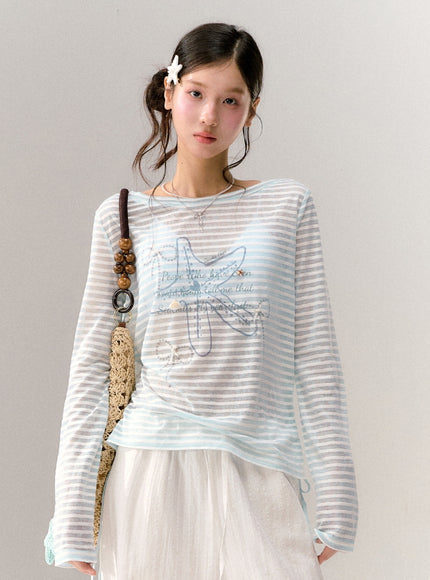 Sky Cloud Ribbon Sheer Tee
