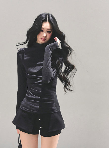 Sculpted Silhouette High-Neck Top