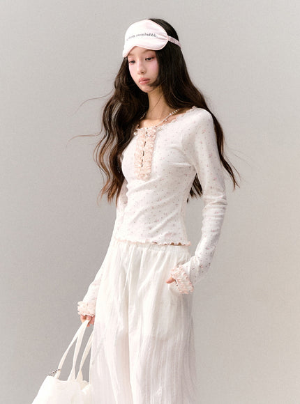 Milk Flower Ruffle Top