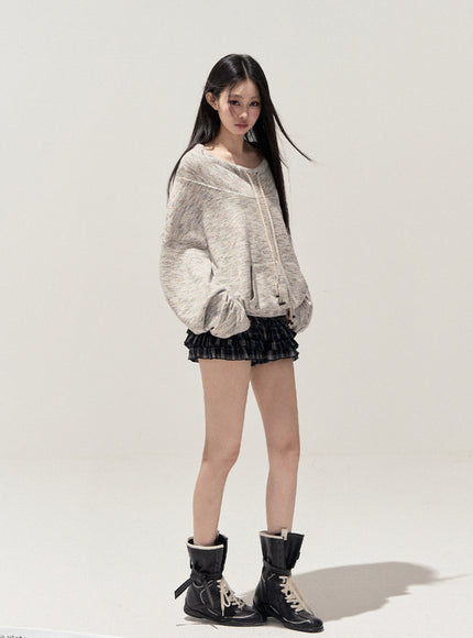 Melange String Knit Top