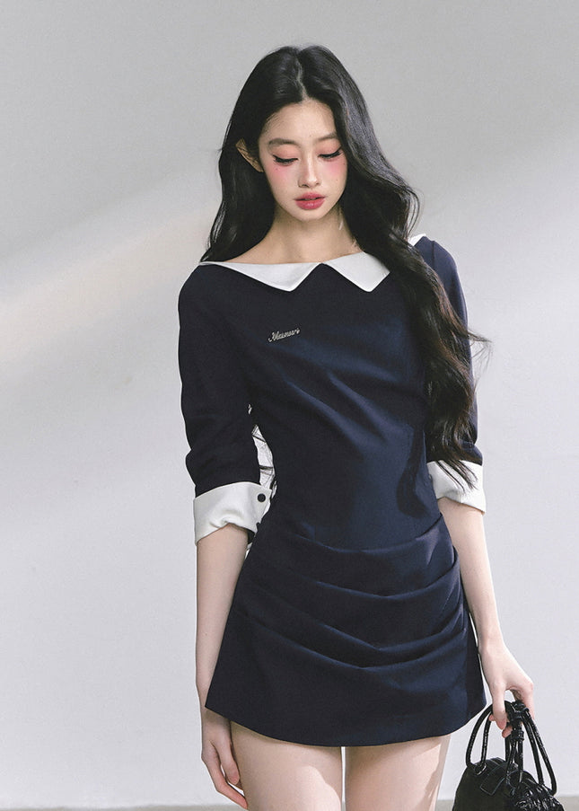 Refined Line Black Mini Dress