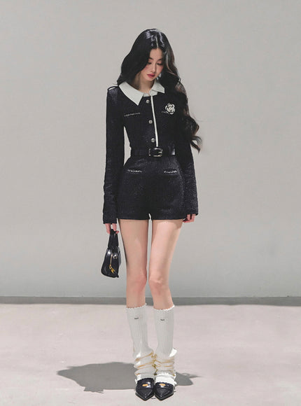 Classic Tweed Belted Jumpsuit