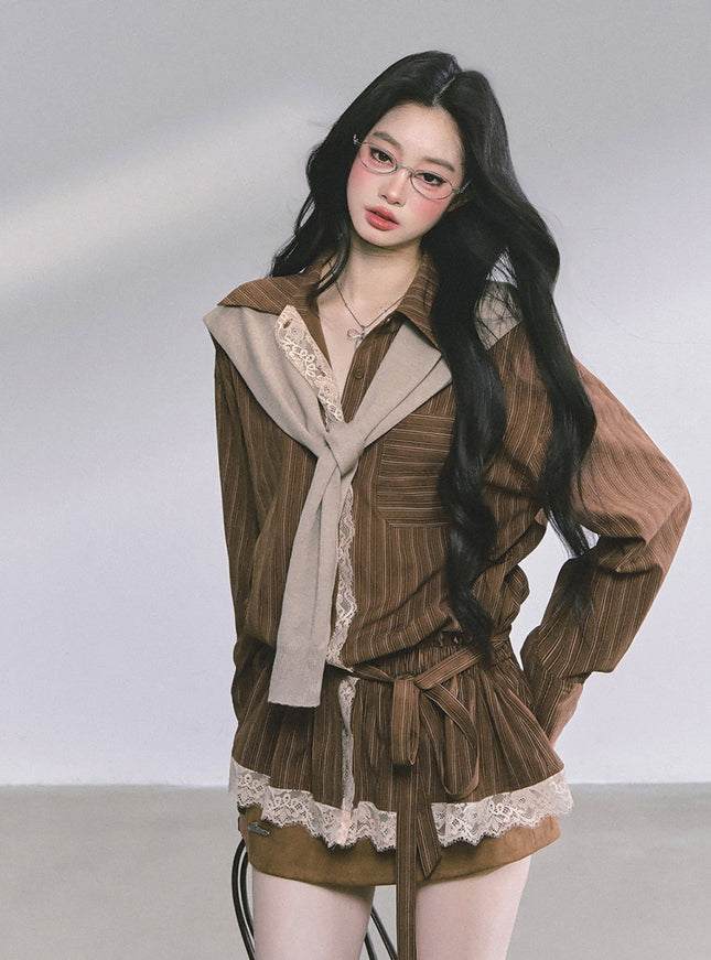 Autumn Layer Shawl Set - Brown