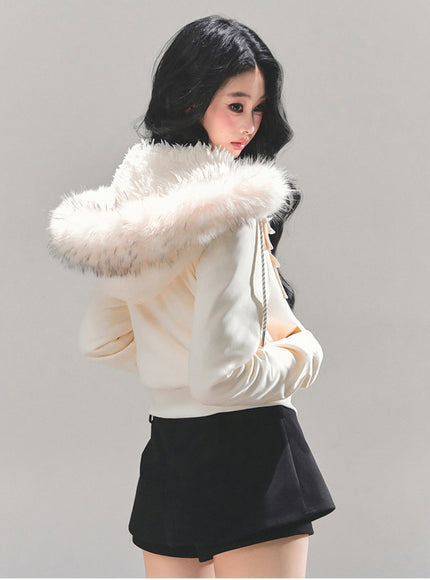 Urban Fur Accent Jacket - White