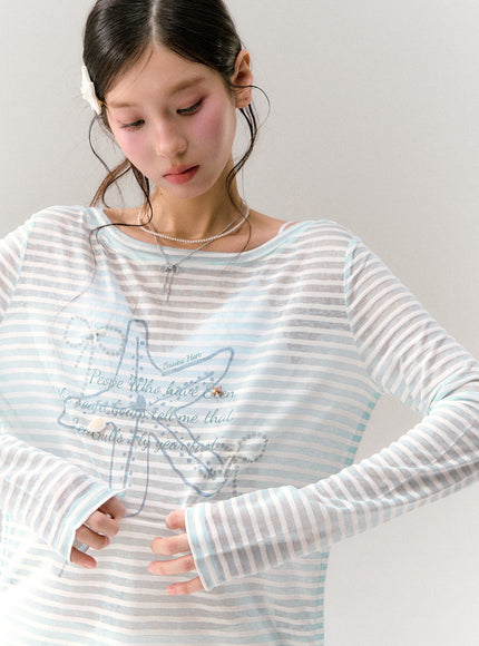 Sky Cloud Ribbon Sheer Tee