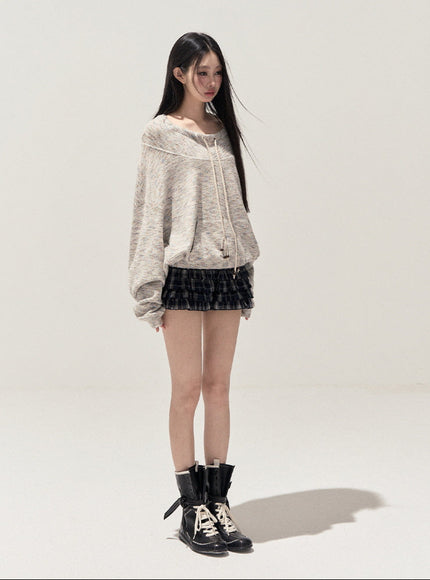Melange String Knit Top
