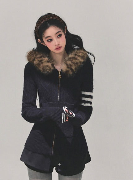 Faux Fur Academy Jacket - Black