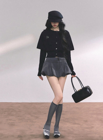 Parisienne Cape Cardigan - Black