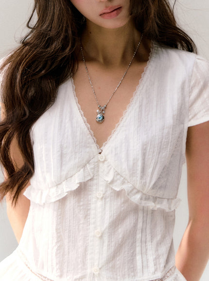 Soft Muse Ruffle White Blouse Set