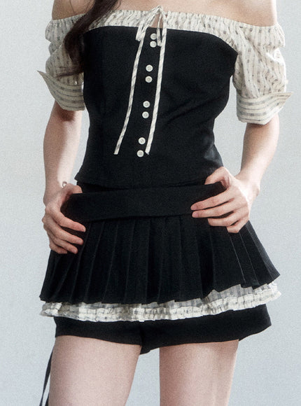 Midnight Coquette Pleated Set