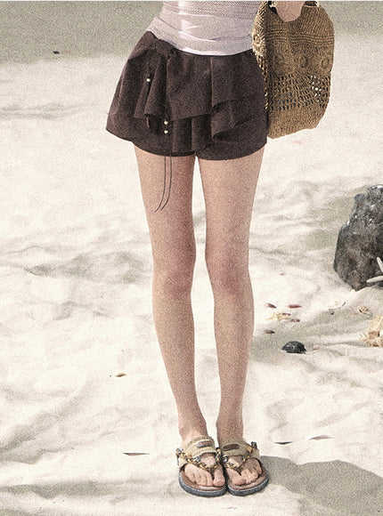 Willow Ruffle Skort - Coffee