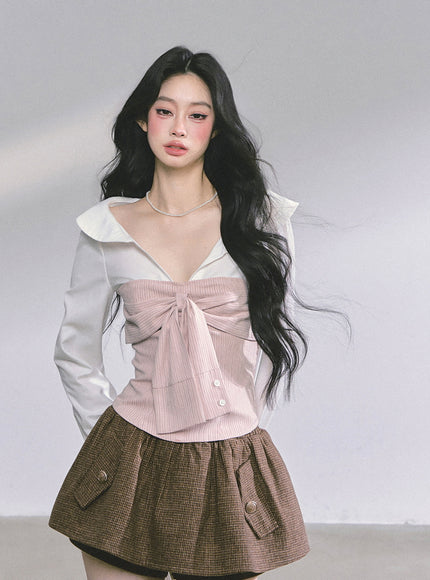 Bow Silhouette Blouse - Pink