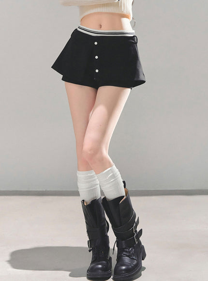 Layered Skort Shorts - Black