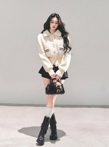 Bouclé Pearl Button Jacket