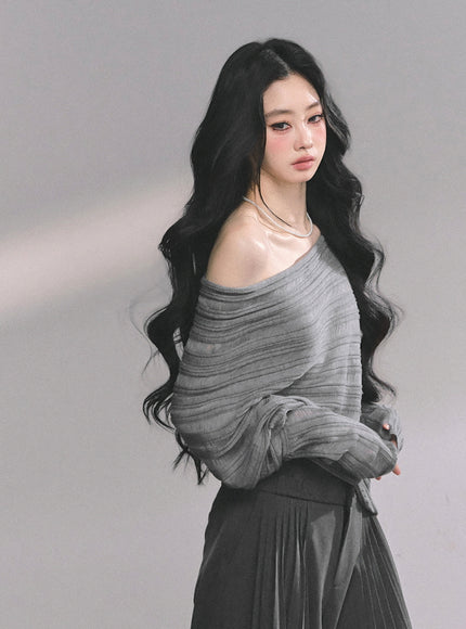 Poetic Flow Knit Top - Gray