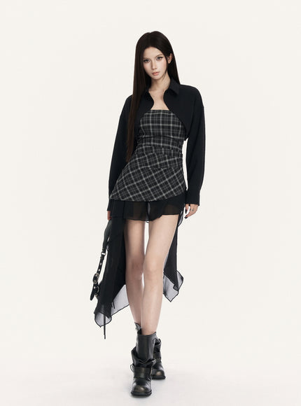 Phantom Plaid Layer Mini Dress