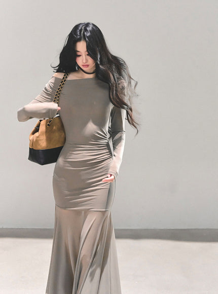 Ethereal Off-Shoulder Mesh Dress