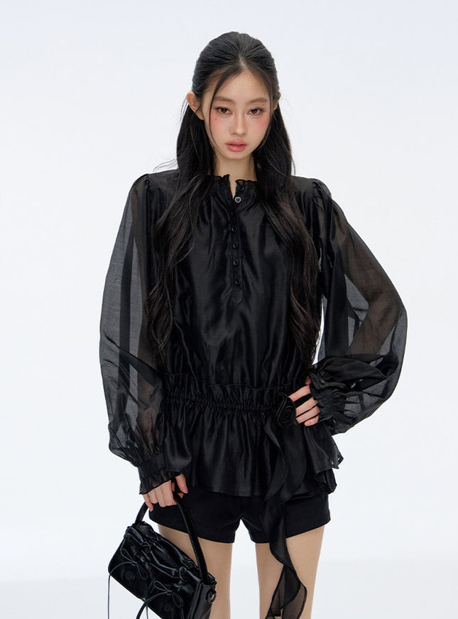 Lumi Sheer Velia Soft Blouse - Black