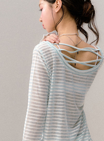 Sky Cloud Ribbon Sheer Tee