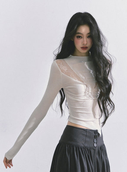 Bloom Lace V-Drape Top - White