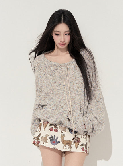 Melange String Knit Top