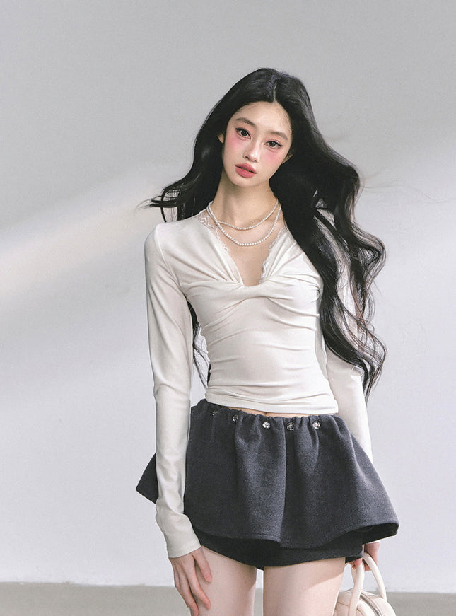 Luna Satin Top - White