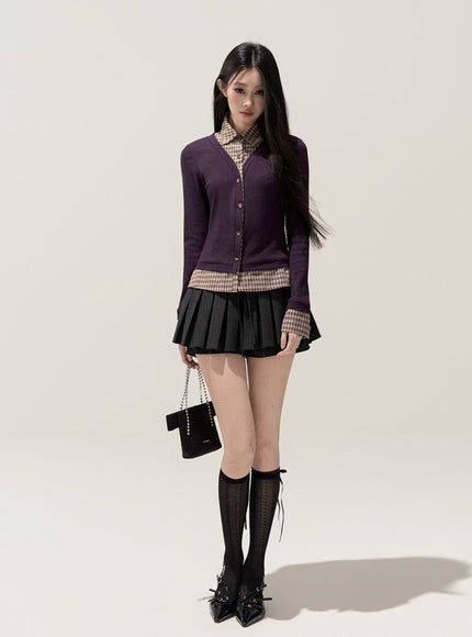 Lumi Check Layered Top - Purple