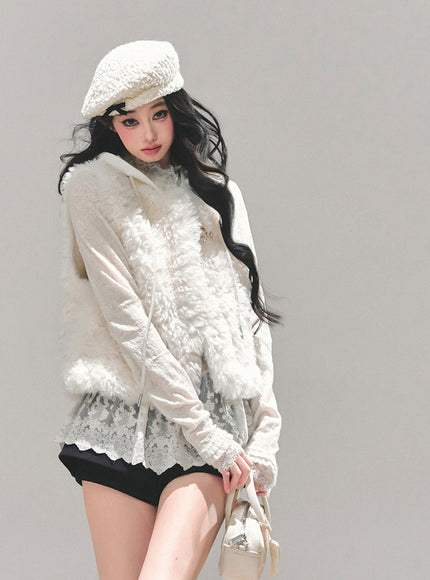 Ivory Fleece Charm Vest