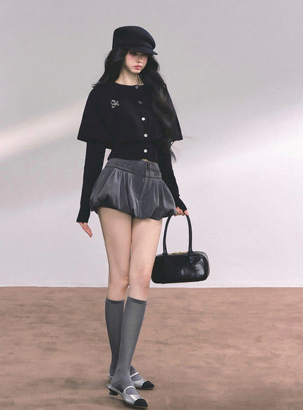 Parisienne Cape Cardigan - Black