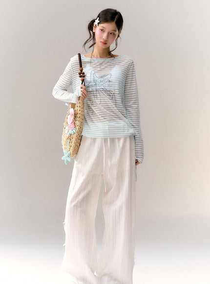 Sky Cloud Ribbon Sheer Tee