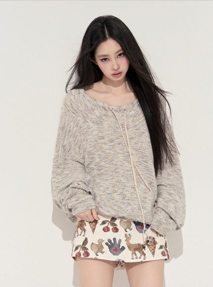 Melange String Knit Top