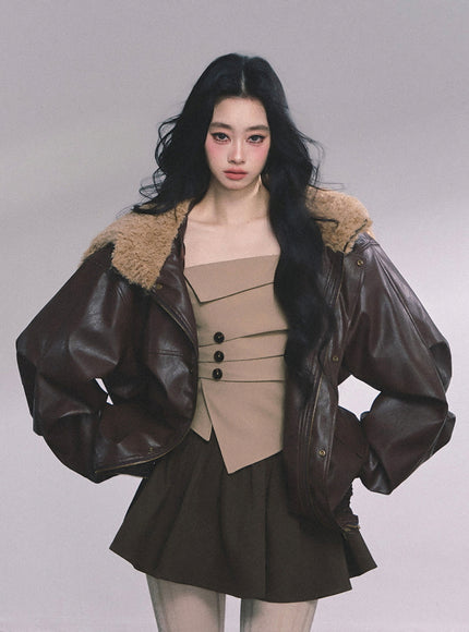 Café Aero Leather Jacket