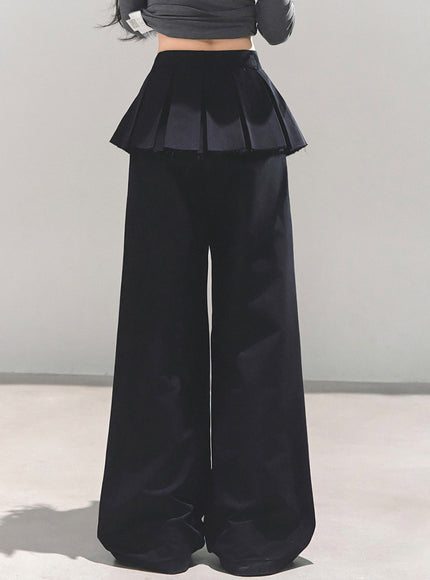 Utility Strap Wide-Leg Pants - Black
