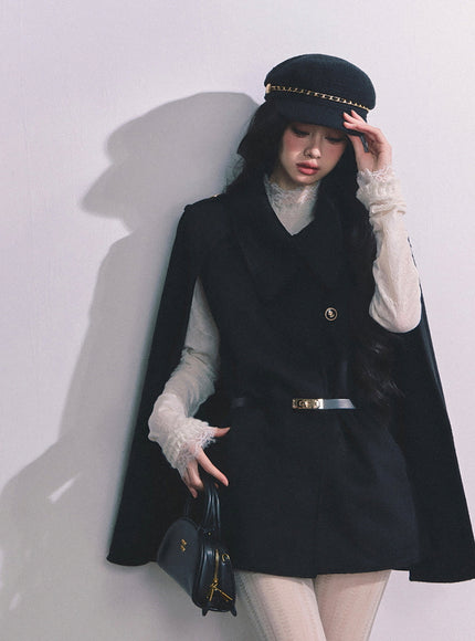 Noir Tailored Cape Coat