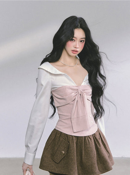 Bow Silhouette Blouse - Pink