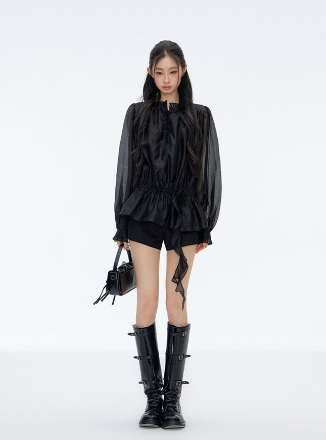 Lumi Sheer Velia Soft Blouse - Black