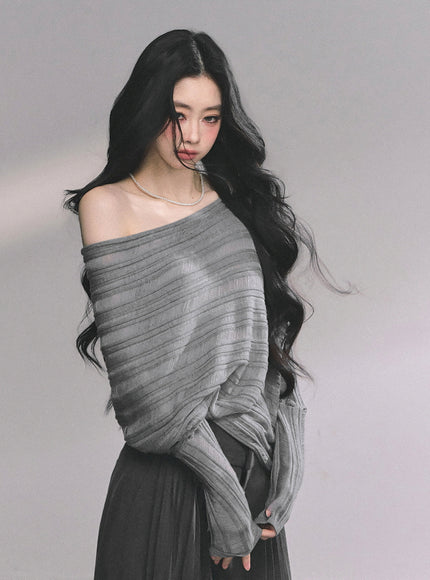 Poetic Flow Knit Top - Gray