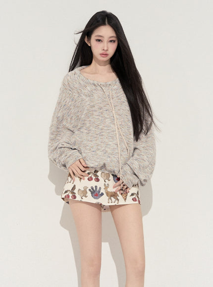Melange String Knit Top