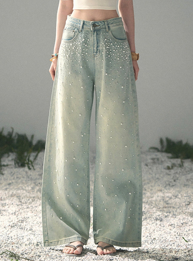 Dewdrop Denim Pants - Light Blue