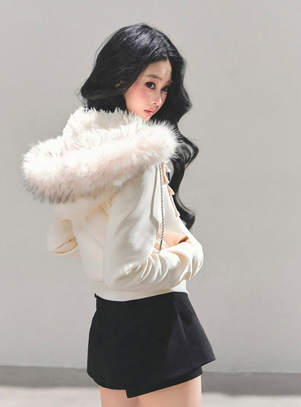 Urban Fur Accent Jacket - White