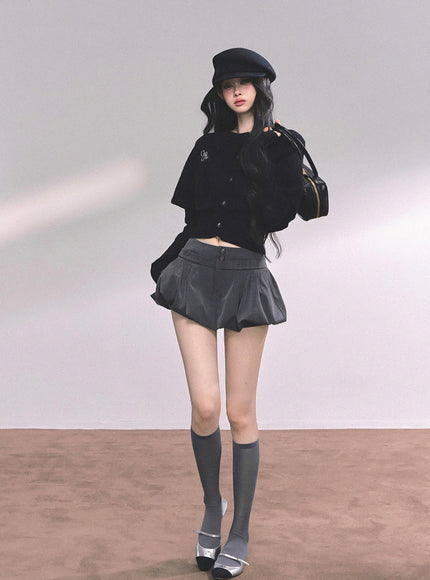 Parisienne Cape Cardigan - Black