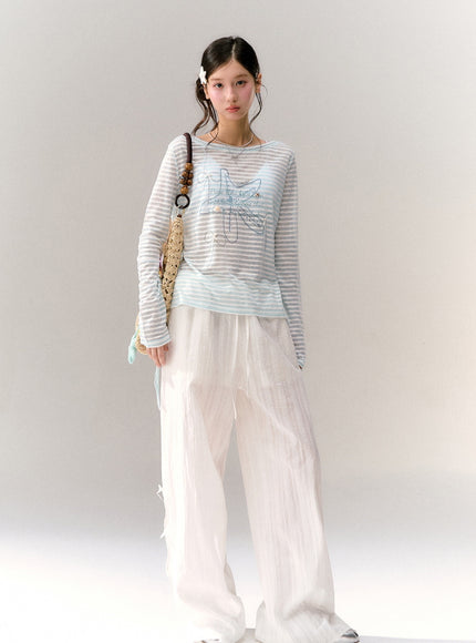 Sky Cloud Ribbon Sheer Tee