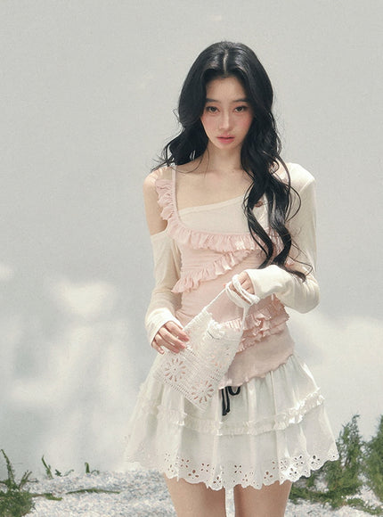 Blush Ruffle Layer Top