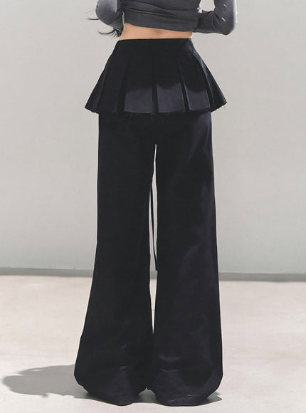 Utility Strap Wide-Leg Pants - Black